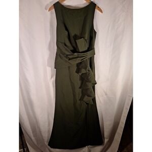 Fashion Class and Fashion Olive Green Ruffle Formal Gown Maxi Dress Size 8 NEW